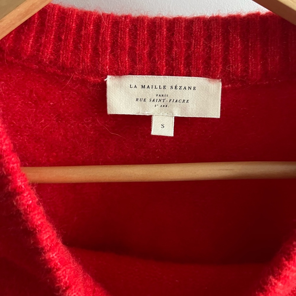 Sezane Vibrant Red Crew Neck Sweater - Picture 2 of 4